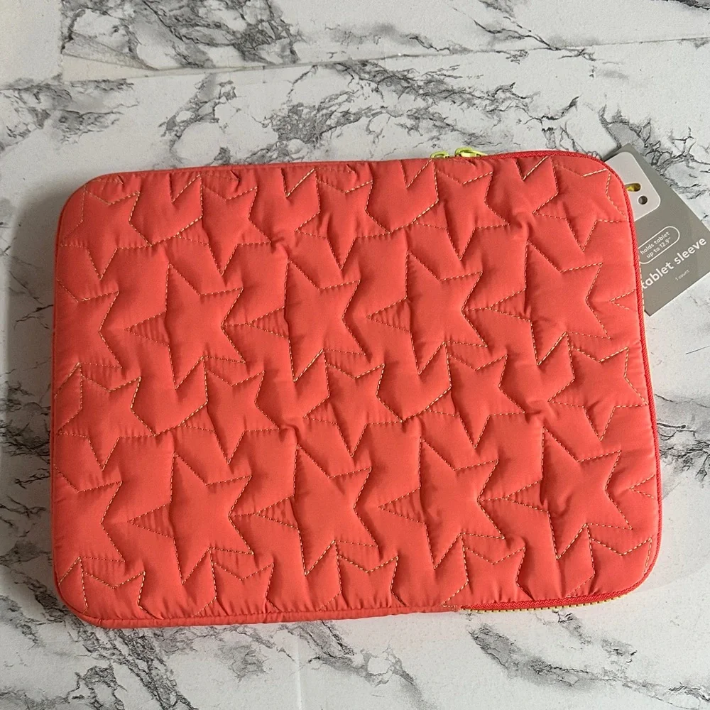Heyday Coral Orange and Lime Puffy Laptop/Tablet Sleeve Up to 12.9